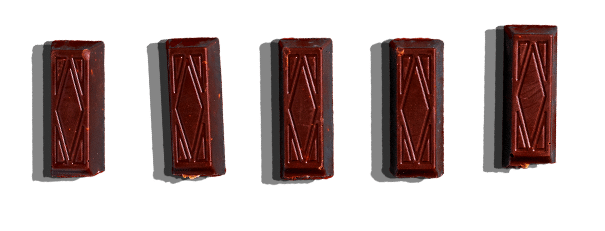 5 pieces of chocolate in a row