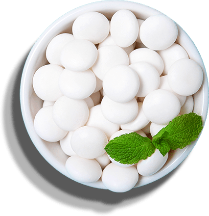Bowl of white mint candies